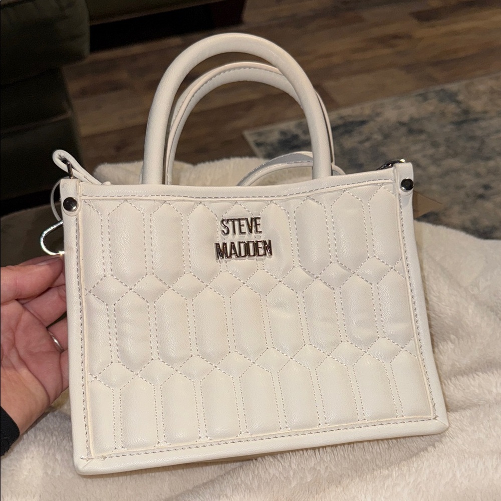Steve Madden Cream Quilted Mini Bag